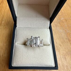 Timeless 3-Stone Emerald cut Silver Women's Ring